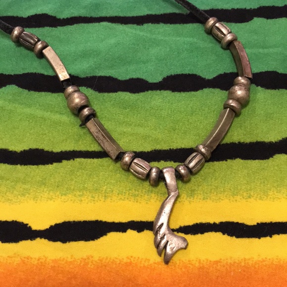 Black Rope Silver Charm Necklace - Picture 13 of 16